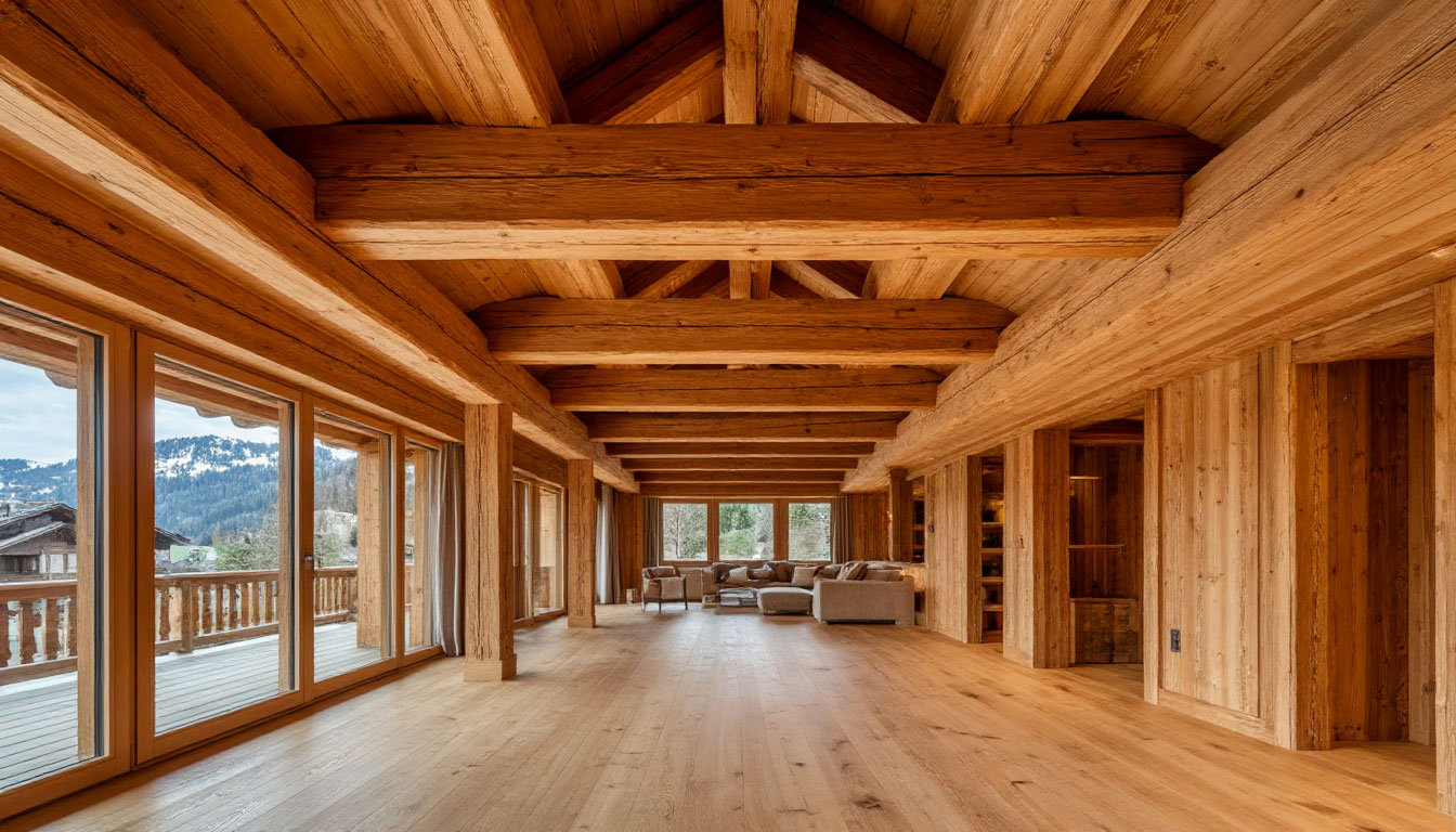 Видимые деревянные конструкции